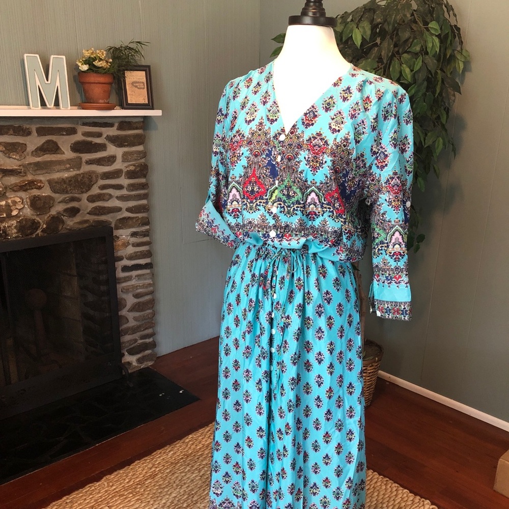 No name boho button front maxi dress